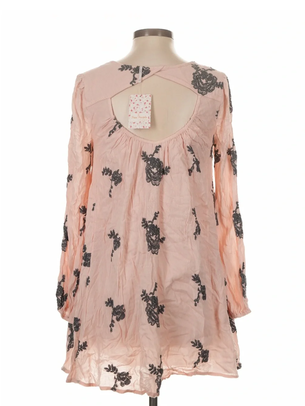 Free People Emma Pink Floral Embroidered Mini Dress size XS